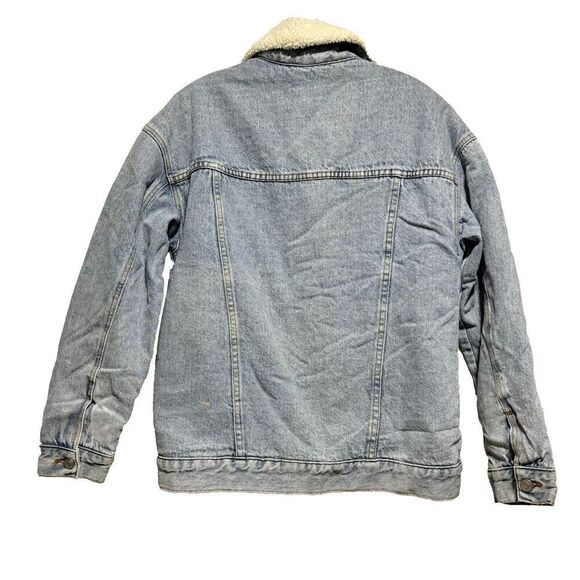 PacSun Womens Light Blue Long Sleeve Sherpa Lined Denim Trucker Jacket Size XS/S - Picture 2 of 8